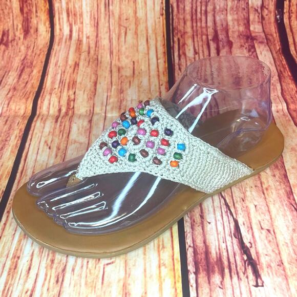 The Sak Shana beaded flip flop thong crochet sandals size 7 colorful - Picture 1 of 6
